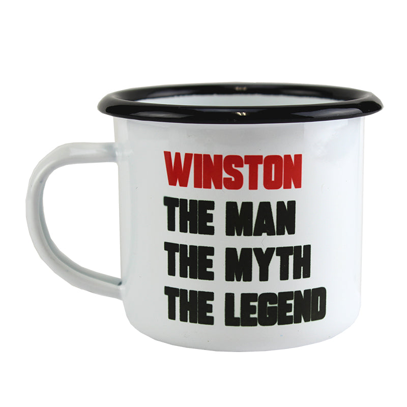 Sublimation Blank Enamel Camp Mug - 11oz - White - Black Rim