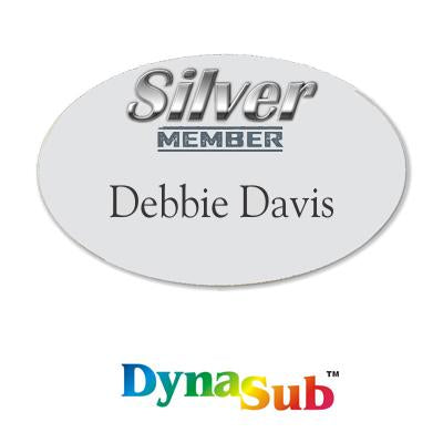 DynaSub® Oval Sublimation Blank Bling Badge Insert - Satin Silver