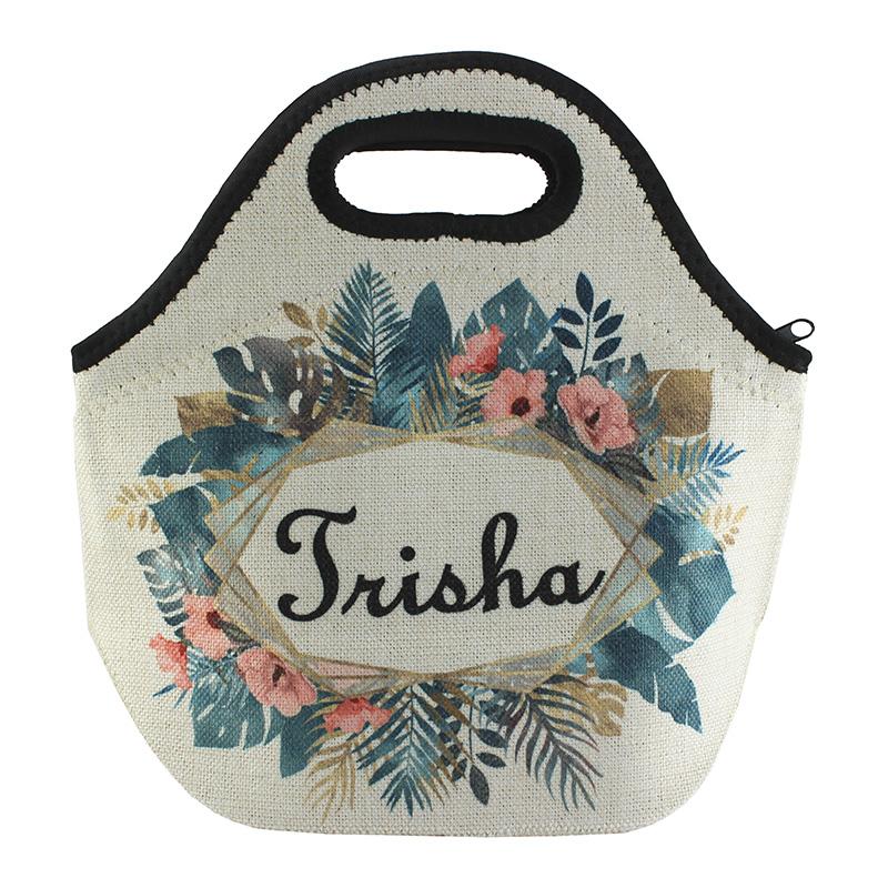 Sublimation Blank SubliLinen Lunch Bag - 11x11.25 - Natural w/Black Trim