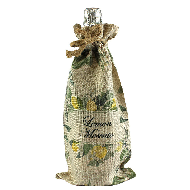 Faux Burlap Drawstring Bag - 6.7