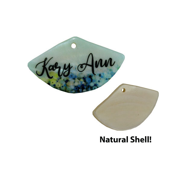 LumaShell™ Sublimation Blank Natural Shell Pendant- 20x35mm - Fan Shape