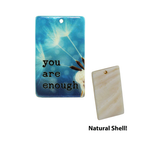 LumaShell™ Blank Natural Shell Pendant - 25x40mm - Rectangle