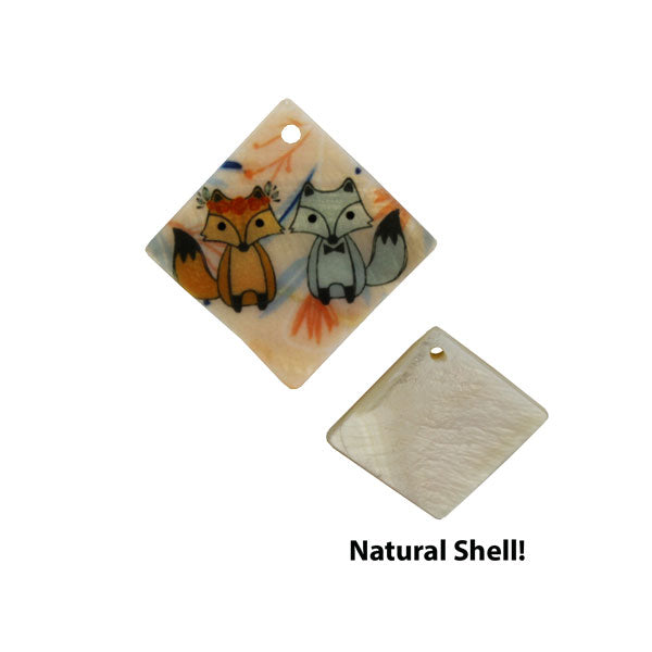 LumaShell™ Sublimation Blank Natural Shell Pendant - 19x19mm - Small Diamond