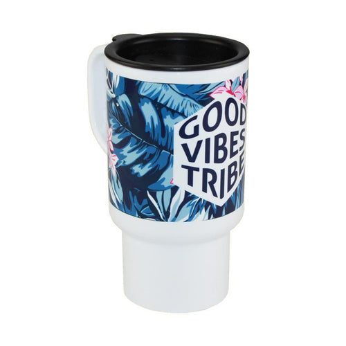 PolySub Sublimation Blank Polymer Travel Mug - 18oz - White w/Black Lid