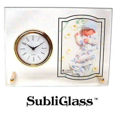 Glass Desk Clock with Black Border