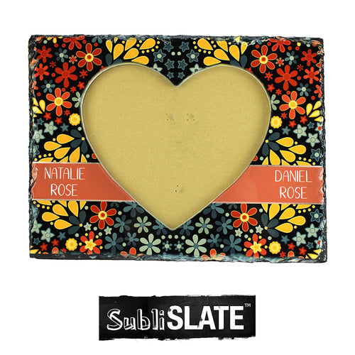 SubliSlate™ Blank Sublimation Slate Heart with Cut Out Frame - 7.5