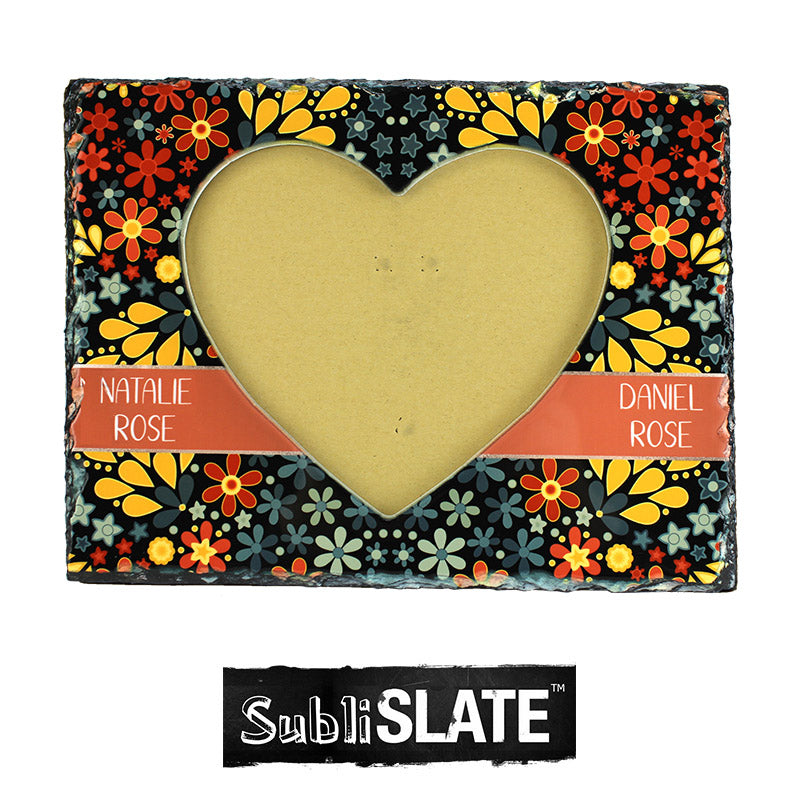 SubliSlate™ Blank Sublimation Slate Heart with Cut Out Frame - 7.5
