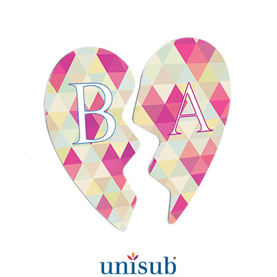 Two Part Heart Shape Unisub® Aluminum Magnet