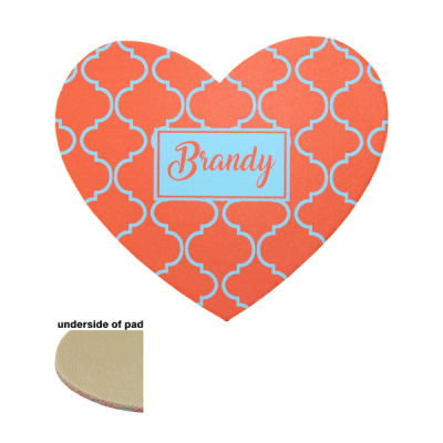DyeTrans Sublimation Blank Mousepad - 8” x 9.5” - Heart - 5.5mm - Tan-Backed