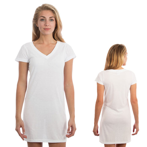 Vapor Ladies Fashion Fit V Neck Dress - White - Small