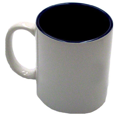 Deco Sublimation Blank Ceramic Mug - White w/Blue Interior - 11 oz