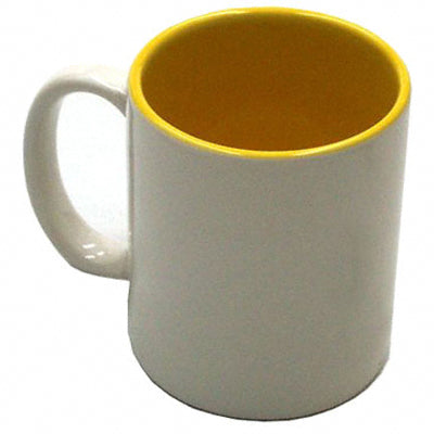 Deco Sublimation Blank Ceramic Mug - White w/Yellow Interior - 11 oz