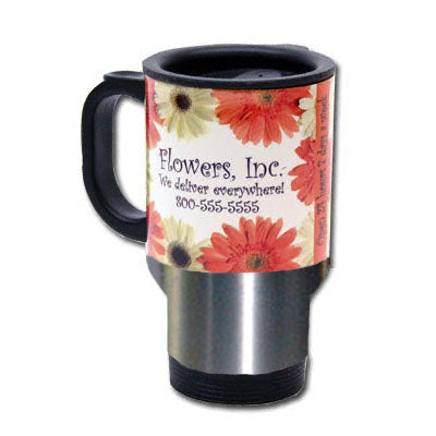 DyeTrans Sublimation Blank Stainless Steel Travel Mug - 14oz - Clear w/White Panel