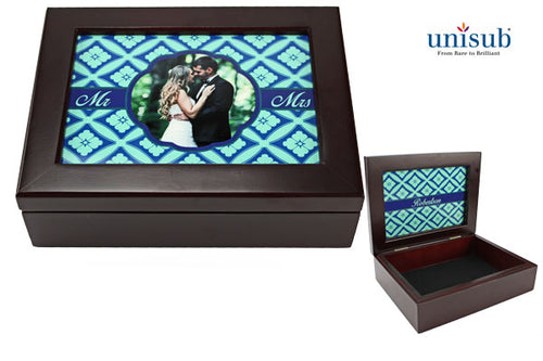 Unisub Sublimation Blank Mahogany Finish Keepsake Box w/2-Sided Aluminum Insert