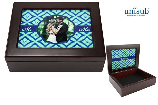 Unisub Sublimation Blank Mahogany Finish Keepsake Box w/2-Sided Aluminum Insert