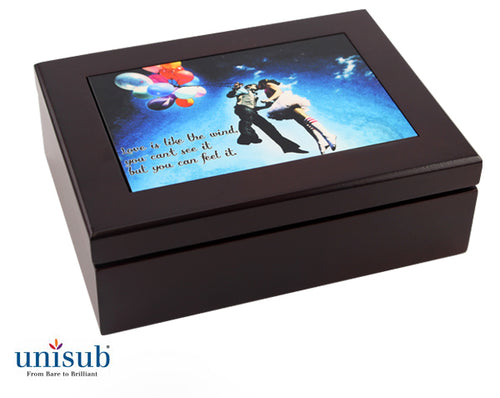 Unisub Sublimation Blank Mahogany Finish Keepsake Box w/Hardboard Insert